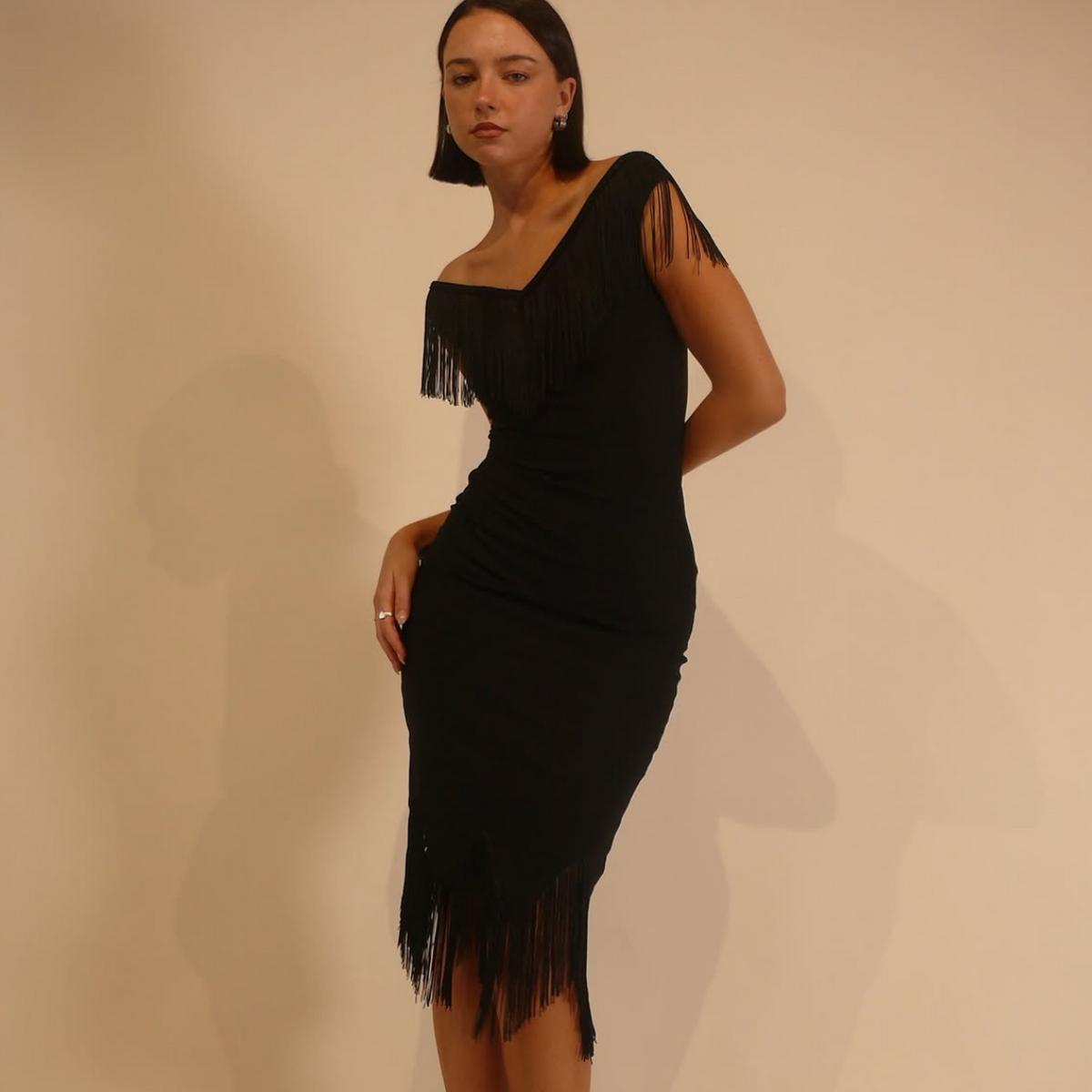 BY ELLEN WITH LOVE Fringe Midi Dress
