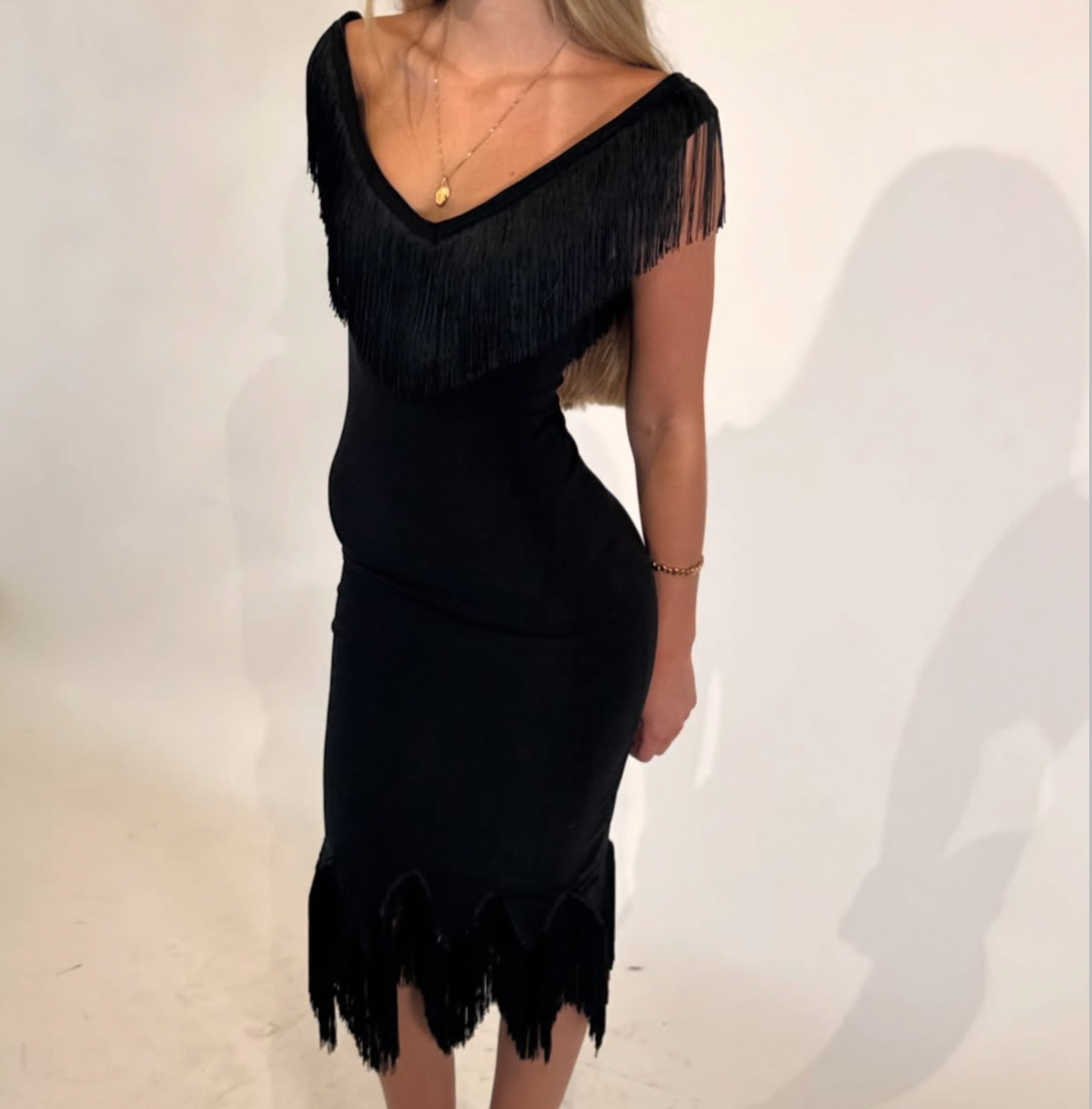 BY ELLEN WITH LOVE Fringe Midi Dress