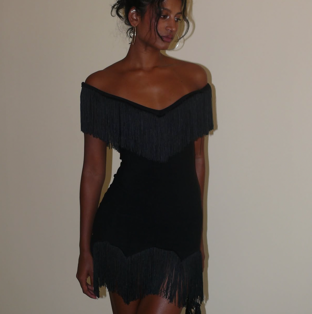 BY ELLEN WITH LOVE Fringe Mini Dress