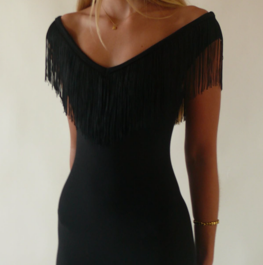 BY ELLEN WITH LOVE Fringe Midi Dress