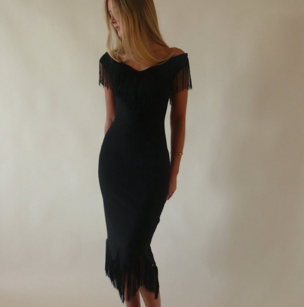 BY ELLEN WITH LOVE Fringe Midi Dress