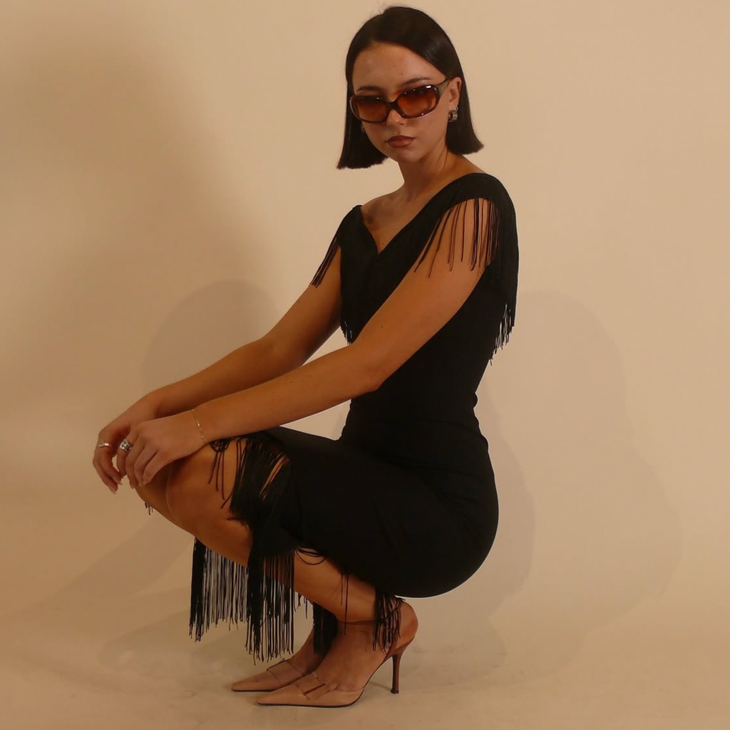 BY ELLEN WITH LOVE Fringe Midi Dress