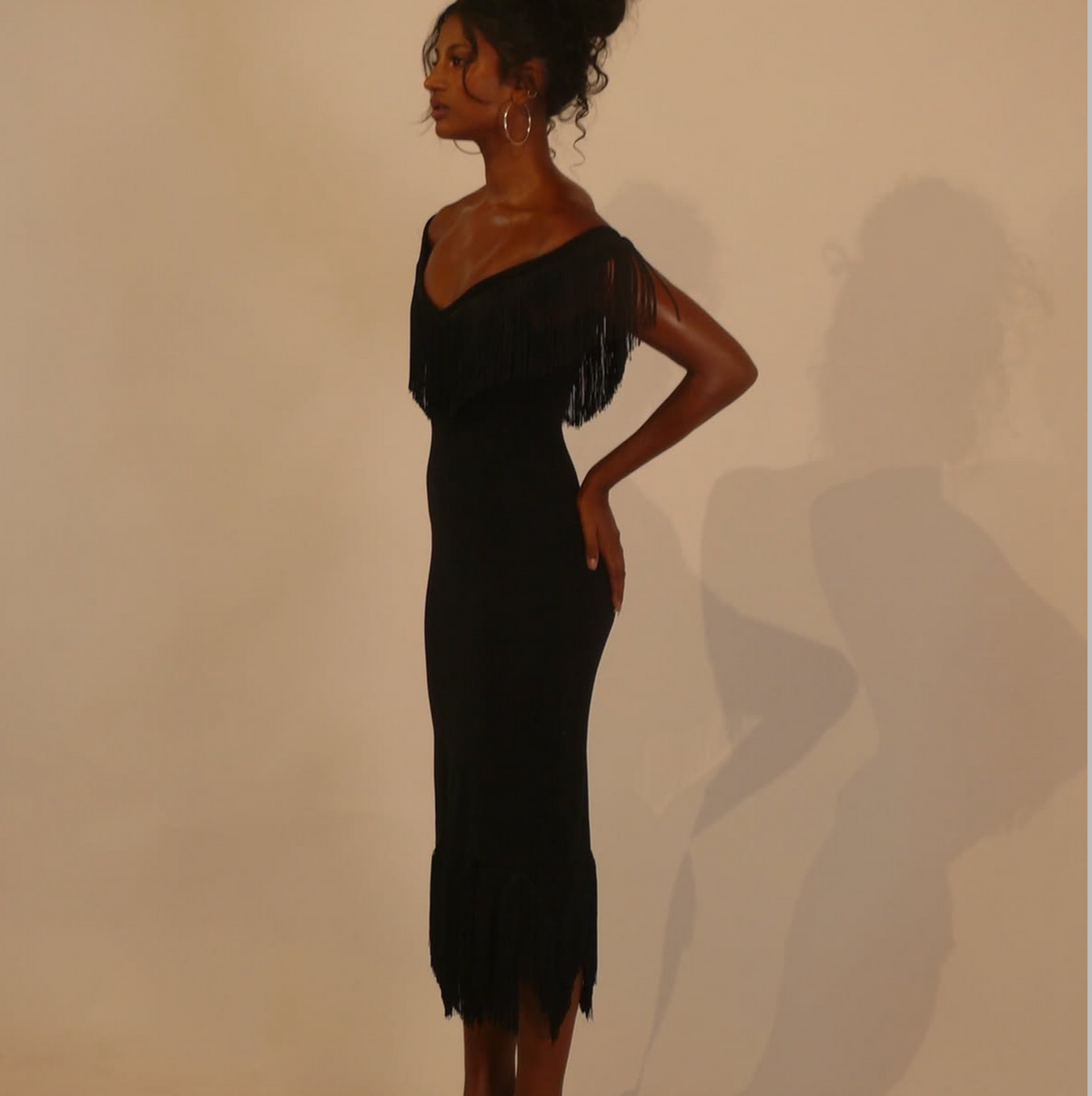 BY ELLEN WITH LOVE Fringe Midi Dress