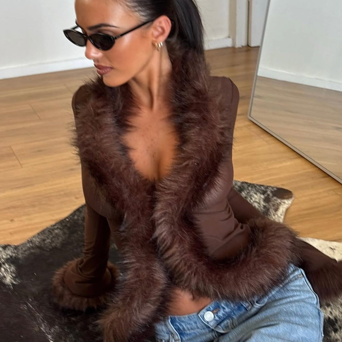SHESADESIGNER Diya Fur Blouse