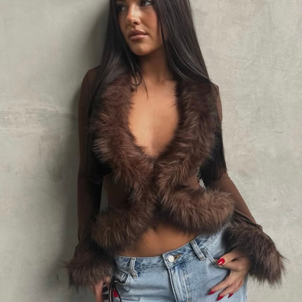 SHESADESIGNER Diya Fur Blouse