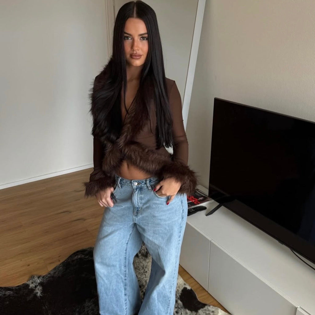 SHESADESIGNER Diya Fur Blouse