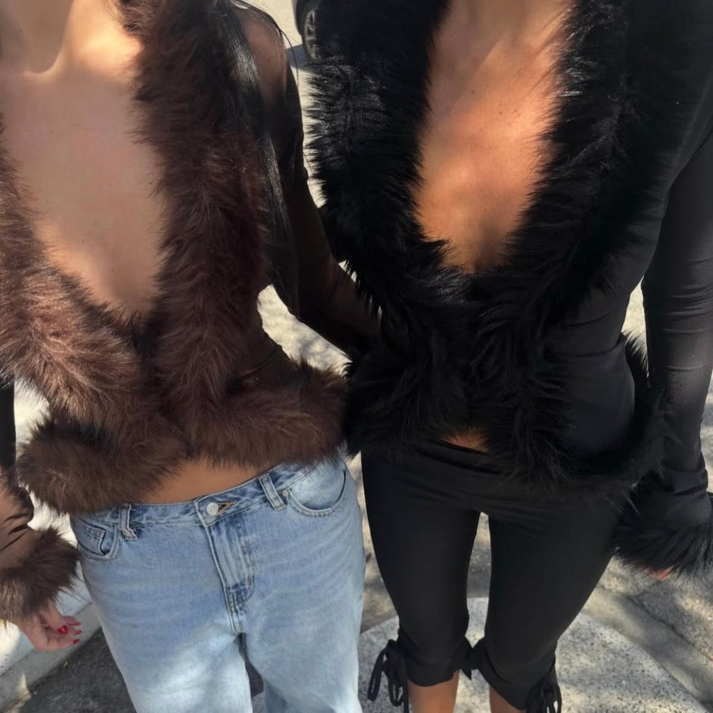 SHESADESIGNER Diya Fur Blouse