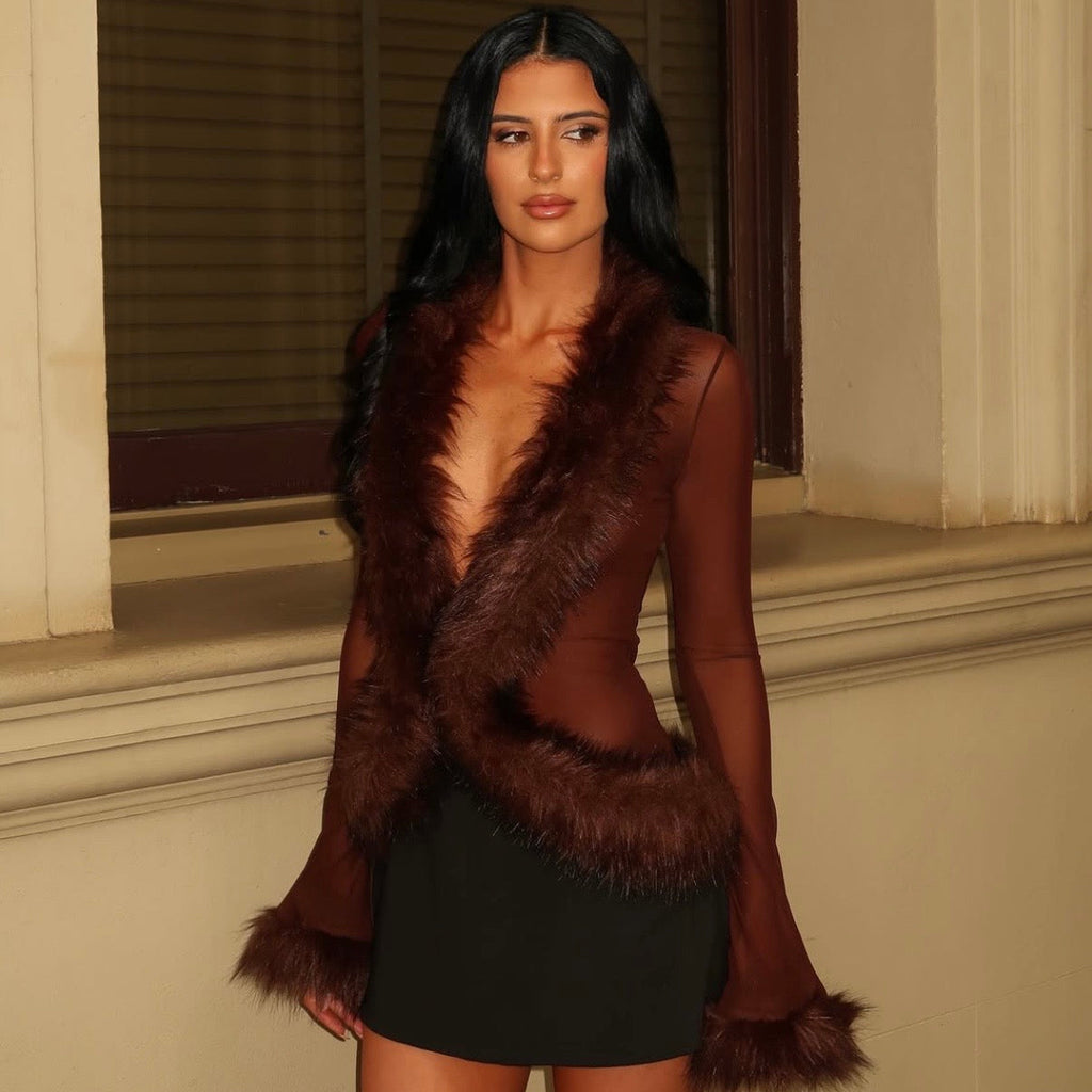 SHESADESIGNER Diya Fur Blouse