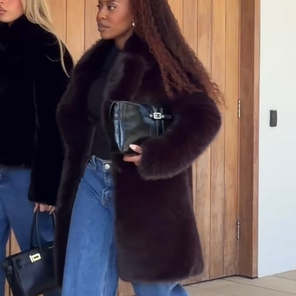 FOREVER NEW Isla Long Faux Fur Midi Coat