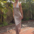 ZARA Metallic Halter Midi Dress